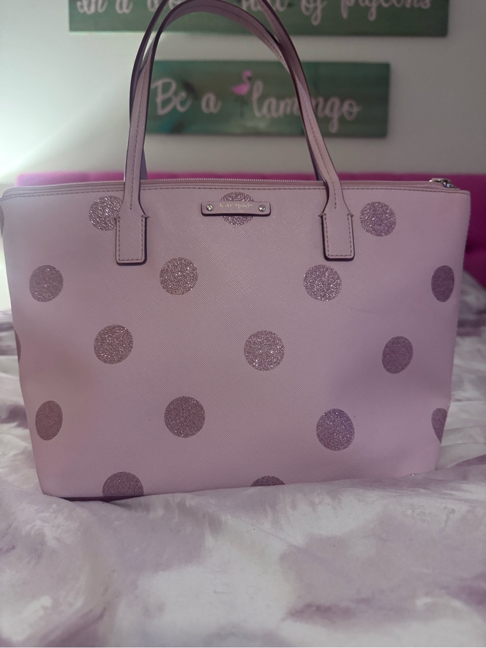 kate spade Pink Glitter Dot Tote circa 2016 - read description